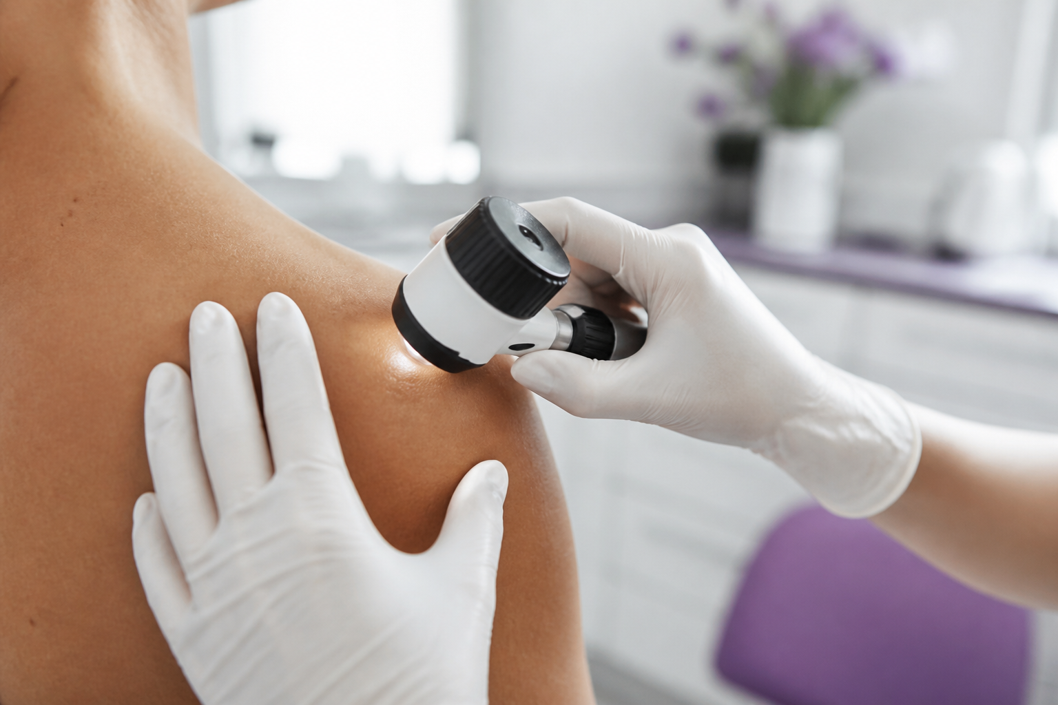 Examen dermatologique au dermatoscope