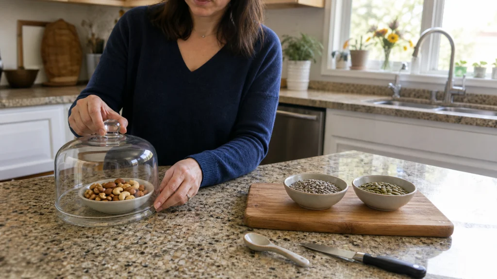 Séparation des fruits à coque et des graines de substitution dans une cuisine