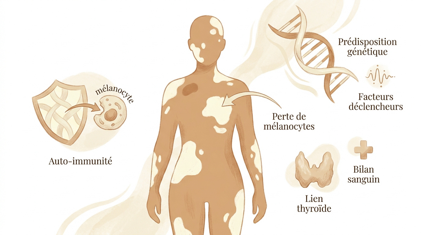 Schéma des mélanocytes et du processus de dépigmentation